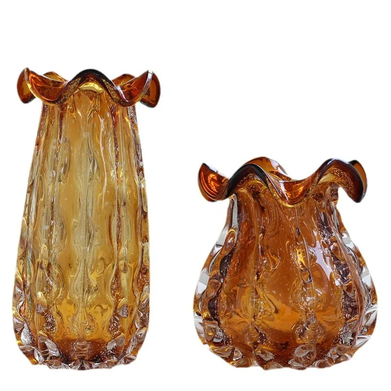 

Modern Heavy Industry Amber Bubble Glazed Money Bag Vase Ornament Home Living Room Hydroponics Model Room Soft Bottling