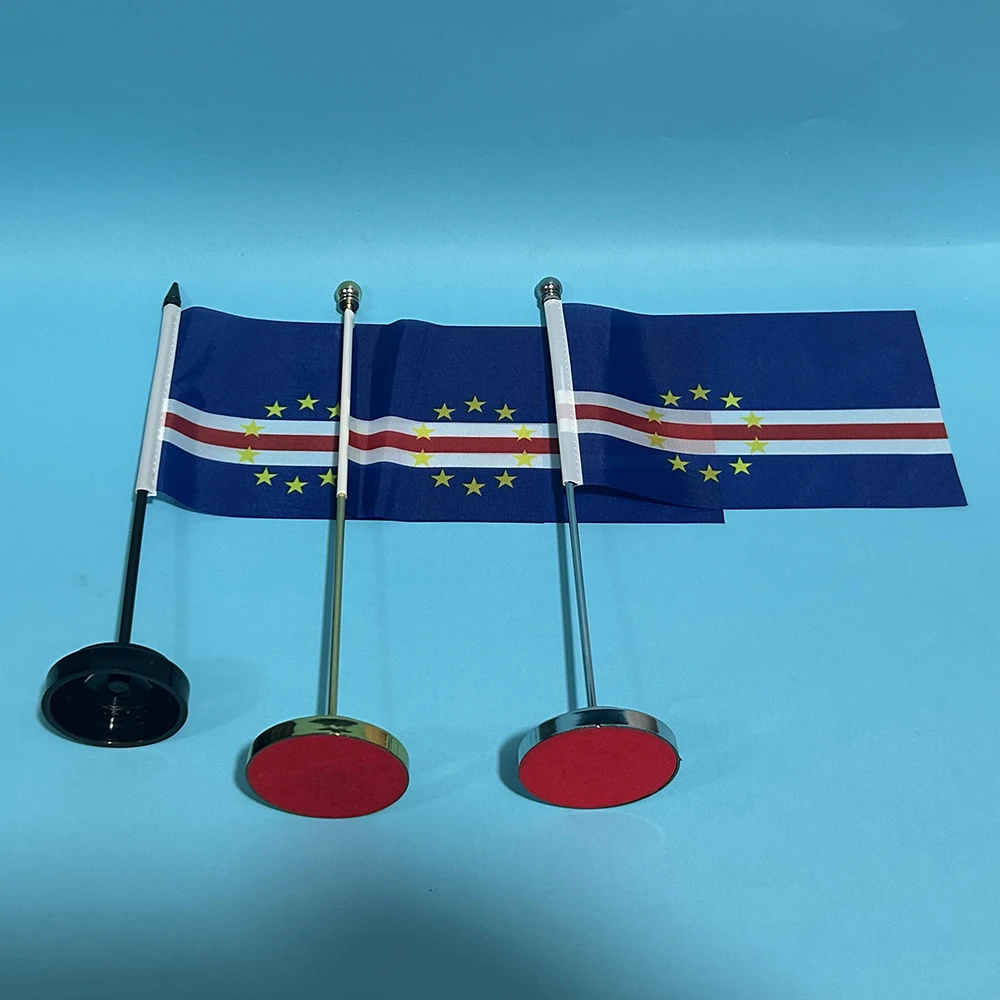 (SKY FLAG)Office Desk Flag Of Cape Verde Flag 14x21cm Polyester Cape Verde National Banner Desk Ornaments Flags Table Decoration