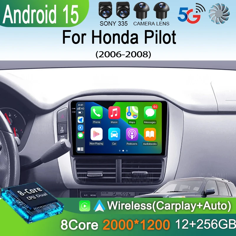 

Android 15 Carplay Auto Car Radio For Honda Pilot 2006 2007 2008 Multimedia Video Player GPS Navigation Stereo WIFI+4G Head Unit