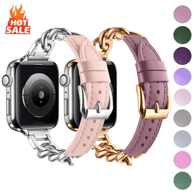 Luxuriöses Lederarmband für Apple Watch Ultra 2 49mm S10 S11 42mm 46mm 45mm 44mm 41mm 40mm 38mm für iWatch Serie 10 9 8 SE 7 6 5 4