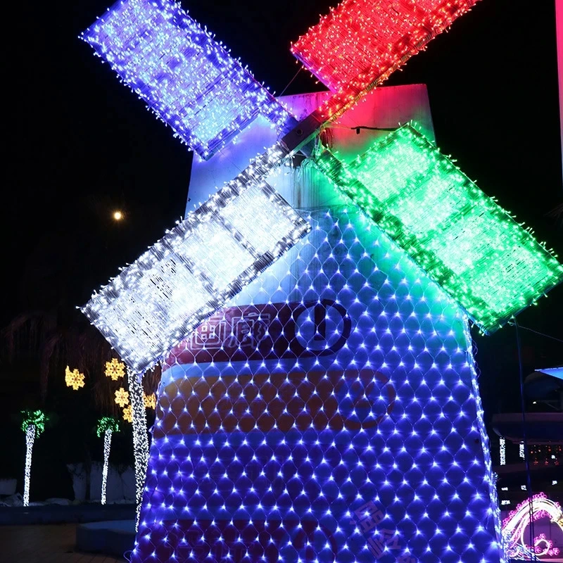 3*2m Weihnachten im Freien Fischernetz Vorhang Mesh Lichterketten Garten dekoration im Freien Straßen girlande Neujahr Weihnachts beleuchtung