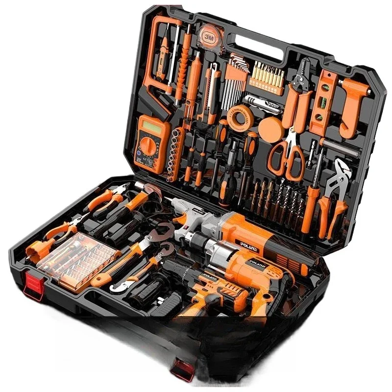 

Toolbox set Household multi-functional electric drill Woodworking and electrical hardware Daily maintenance combination tool