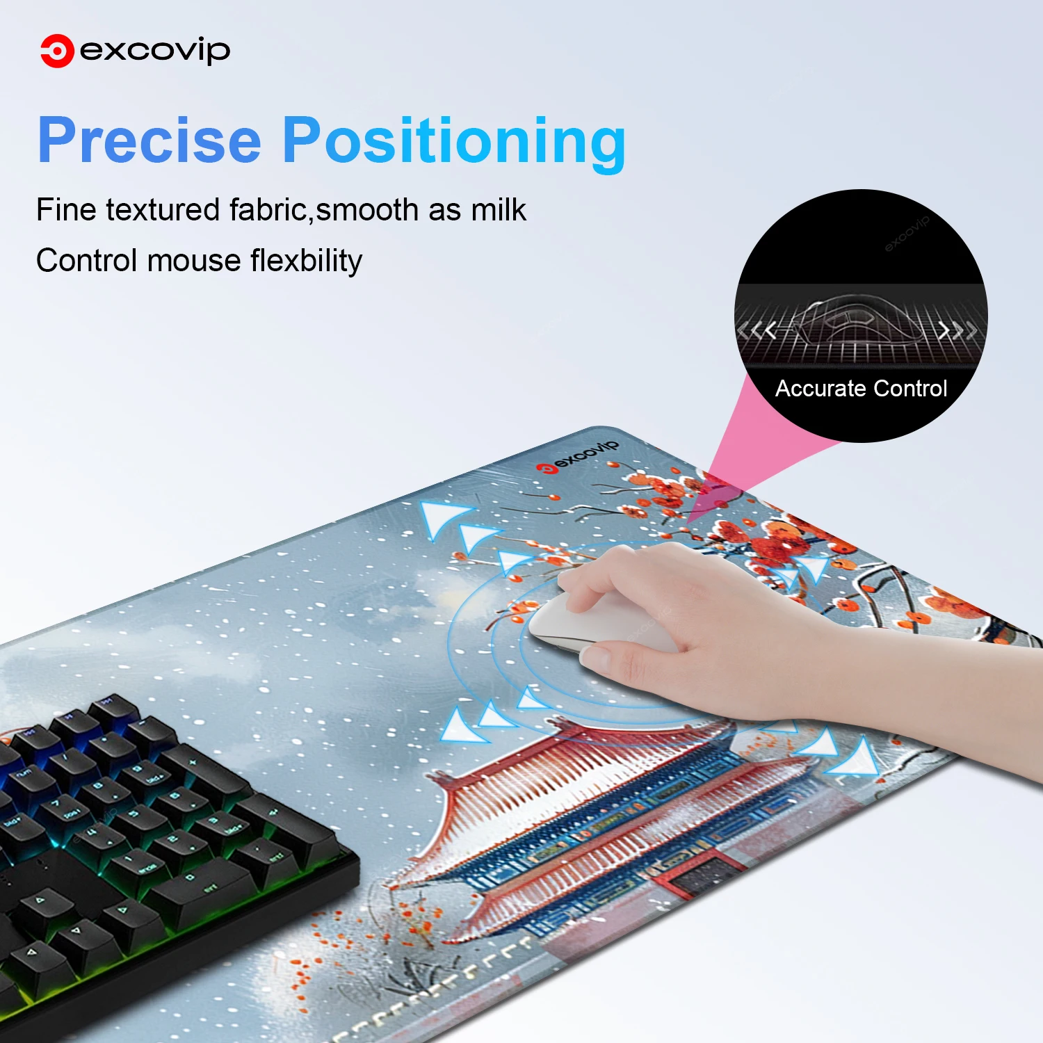 EXCO Gaming Mouse Pad Large with Stitched Edge Non-Slip Rubber Base Extended Computer Desk Mat Keyboard Mousepad for Office Home