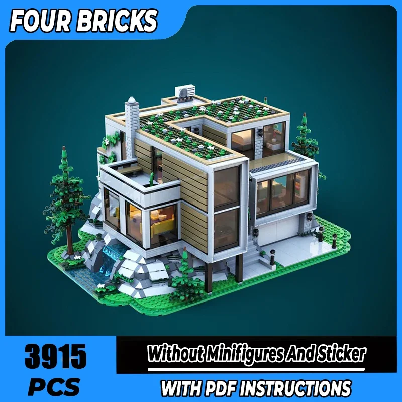 Bloques de construcción Moc, casa moderna, tecnología, ladrillos modulares, regalos de modelo, juguetes de Navidad, conjuntos DIY de montaje