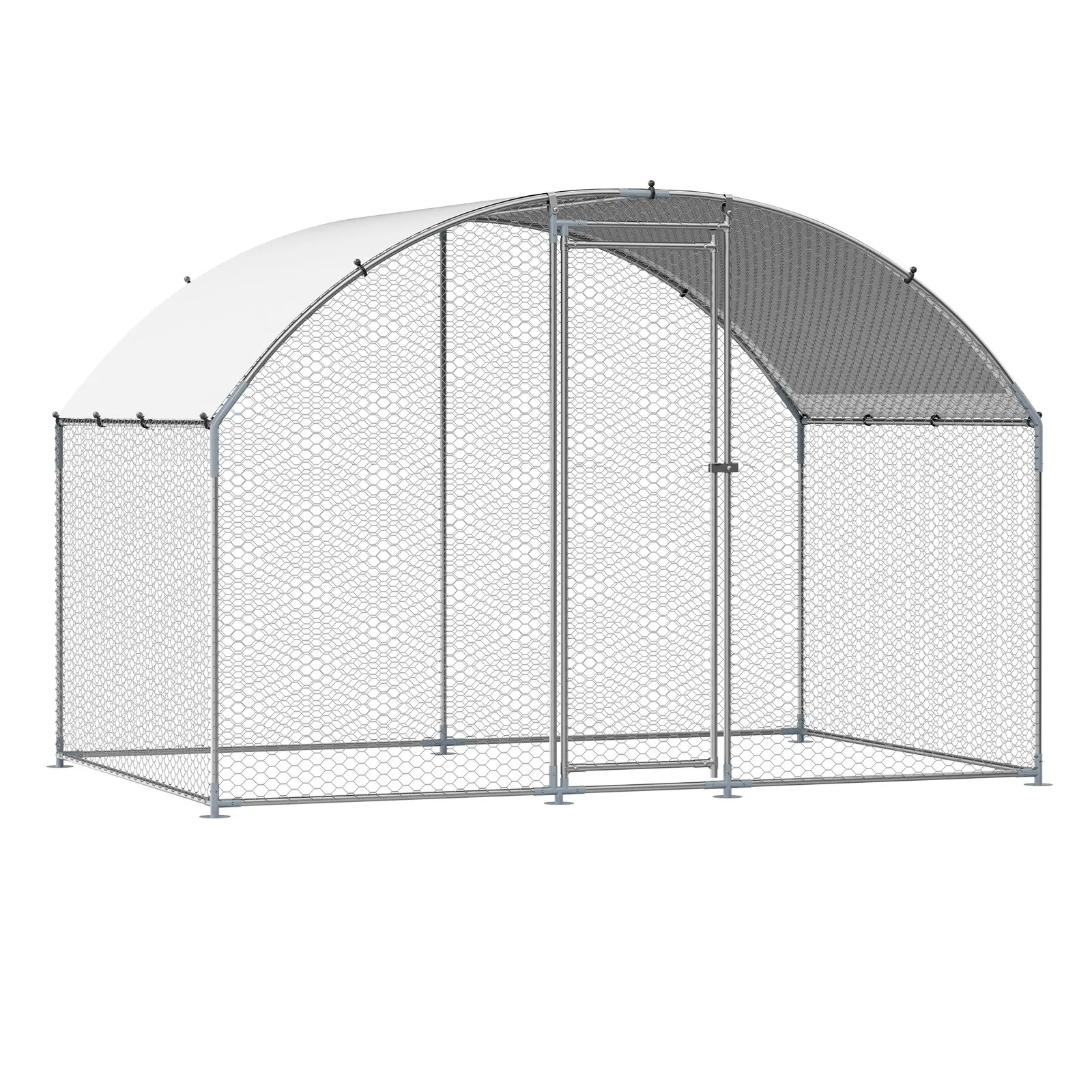 

Metal Chicken Coop 9.8x6.5x6.5ft Walk-in Chicken Run with Cover Doom Roof