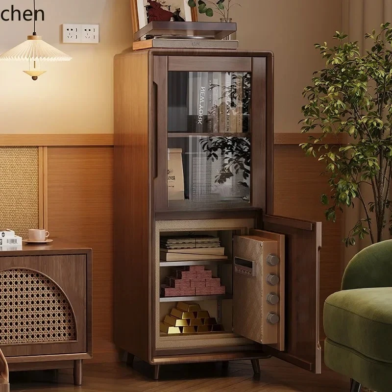 X5-29     Solid Wood TV Side Cabinet Hidden Storage Cabinet Safe Integrated