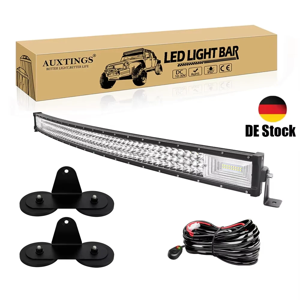 Barre lumineuse LED incurvée tout-terrain 42 pouces 540W avec supports magnétiques puissants et kit de câblage 12V 24V pour ATV UTV SUV Camion 4x4 Bateau