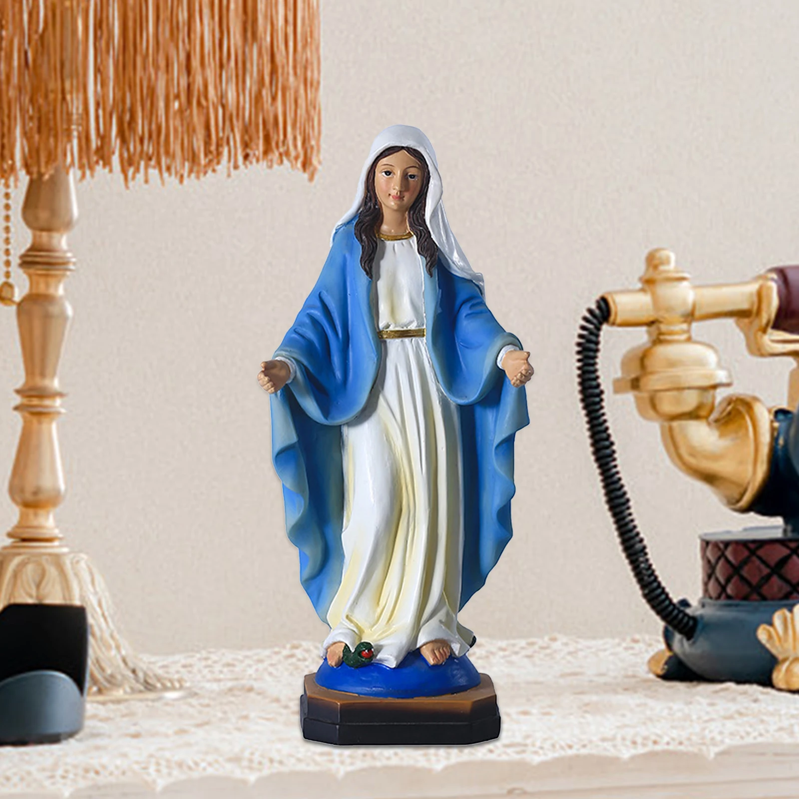 Joseph Bella Nostra Signora di Guadalupe Vergine Maria Statua Scultura Figura Regalo Natale Display Decor Figurina cattolica Ornamento