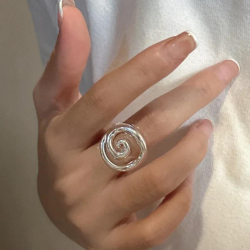 S925 Sterling Silver Korean Version Niche Design Sense Korean Style Fashion Ring INS Blogger Same Simple Ring Wholesale