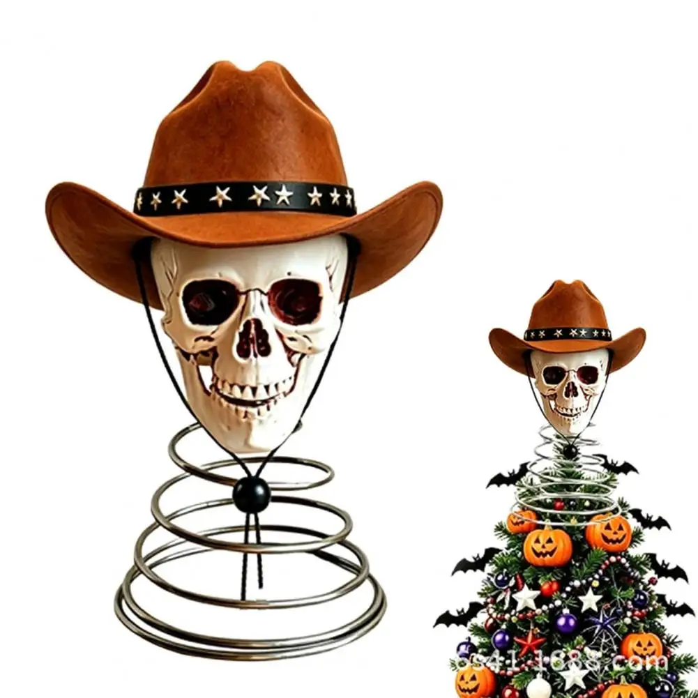 Christmas Tree Skeleton Head Topper With Skull And Santa Hat Festive Skull Ornaments Halloween Tree Spooky Decorations