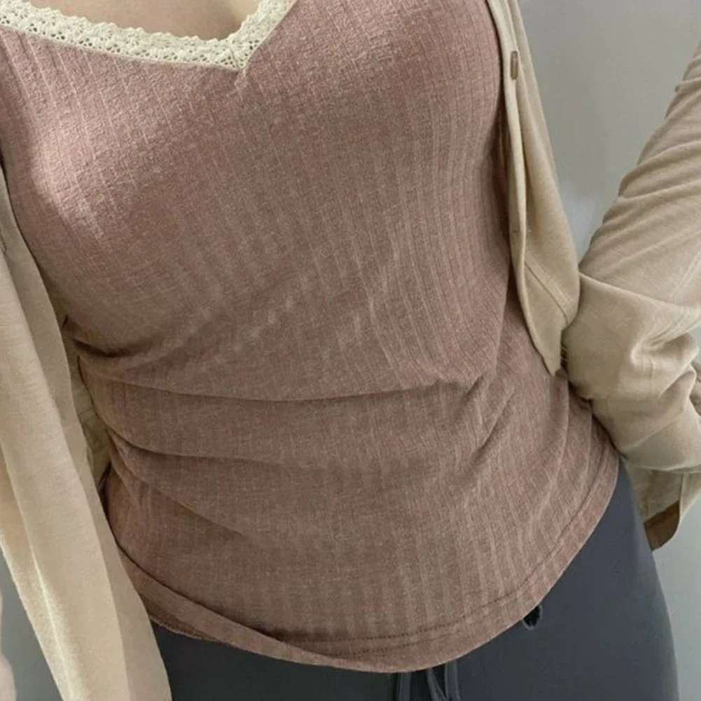 Casual Summer Wear Retro Lace Tank Spring Summer Polyester Fabric Regular Length Slight Stretch Comfortable Fit