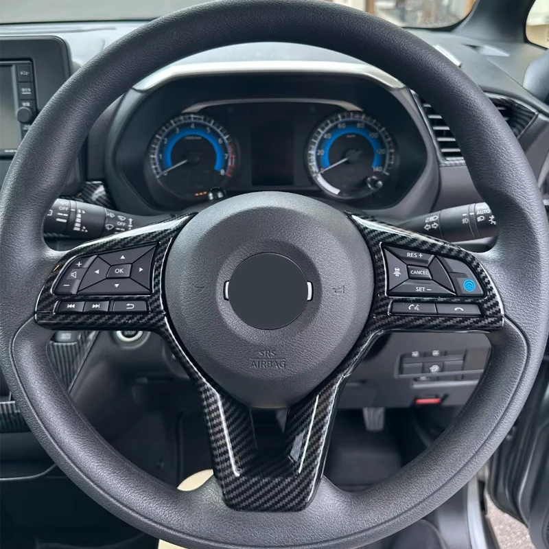 

Car Styling Carbon Fiber Interior Gear Shift Window Control Panel Air Vent Outlet Steering Wheel Cover For Nissan ROOX 2021 2022