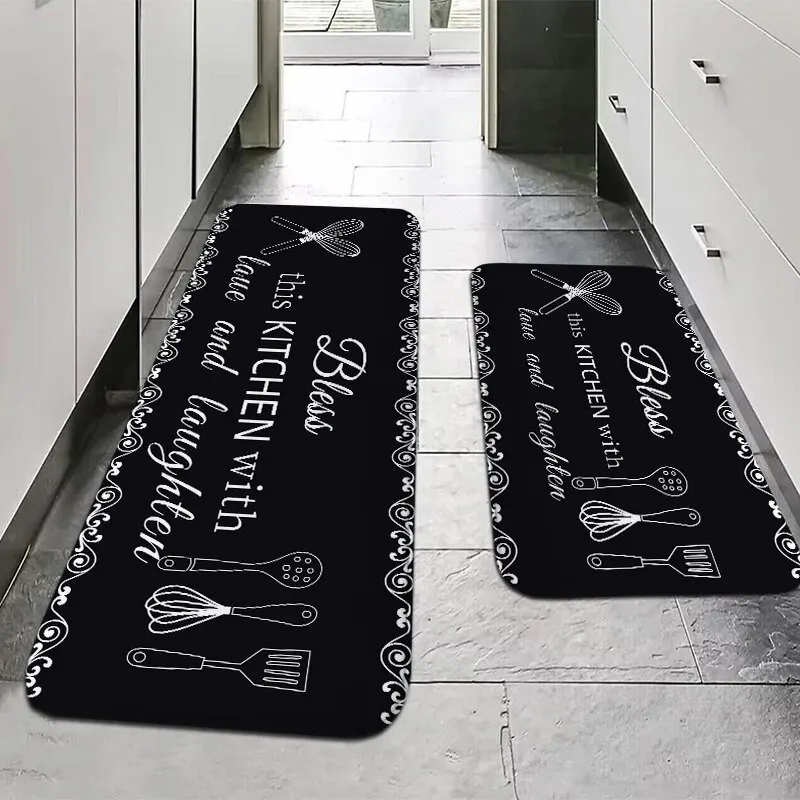 American Country Kitchen Floor Mats Non-Slip Absorbent Blessing Decorative Aisle Sink Carpet Home Decoration