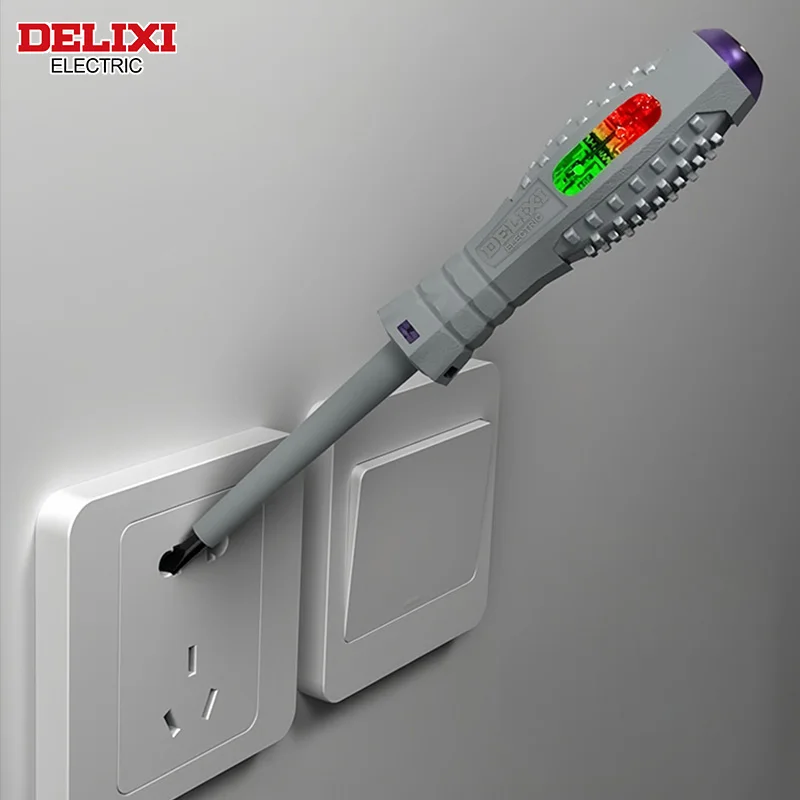 DELIXI ELECTRIC Test Pencil Voltage Non-contact Induction TestDetector Electrician Flat Screwdriver VoltmeterDetectingtheCircuit