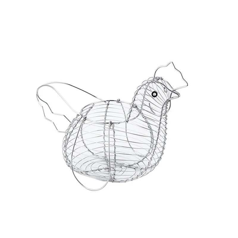 Homewares Chicken Hen Shaped Egg Collection Storage Wire Basket Farmhouse Style Organization