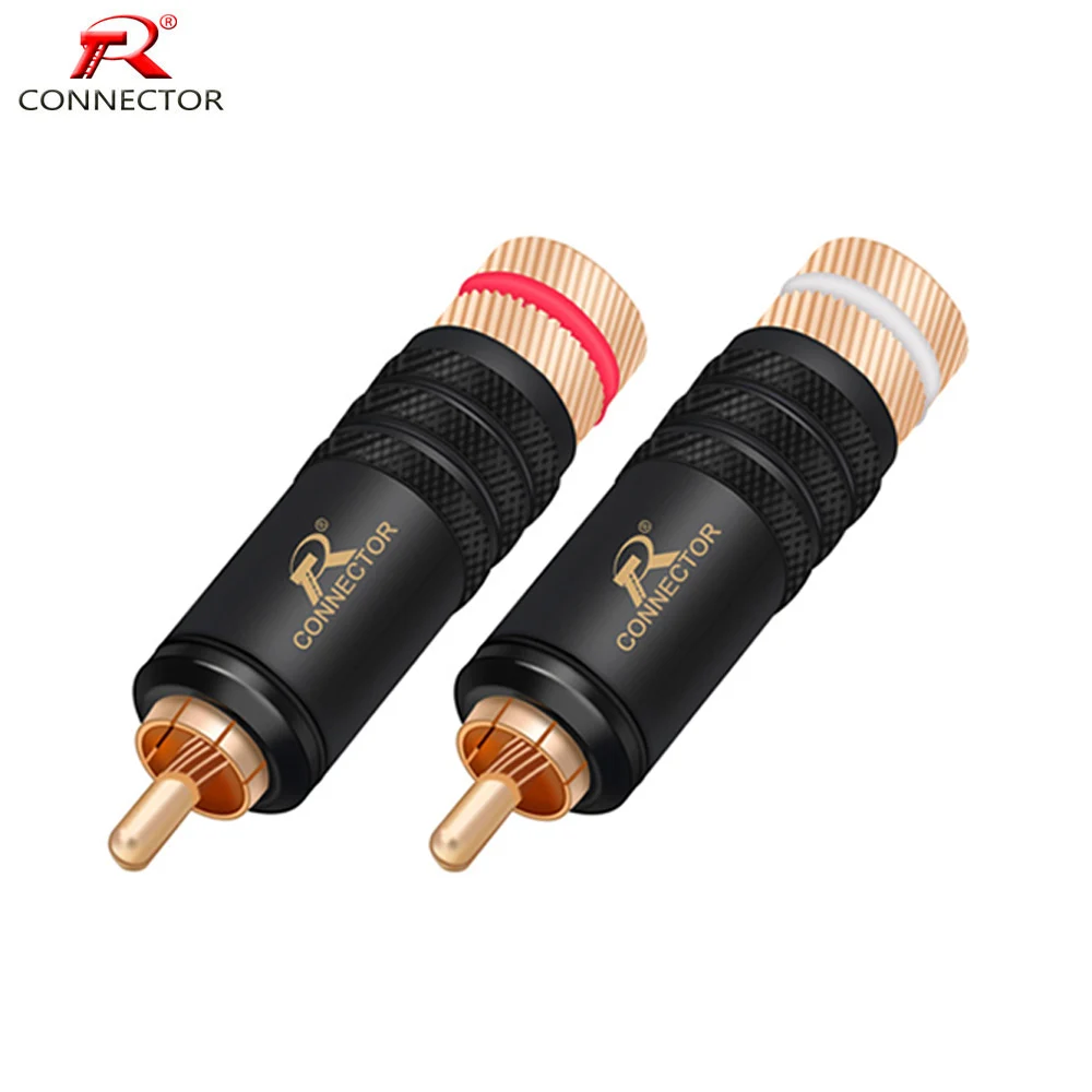 1Pair HIFI RCA Connector with Piano Paint, Brass Material with Gold Plated Audio Video HIFI Cable Terminals Connector