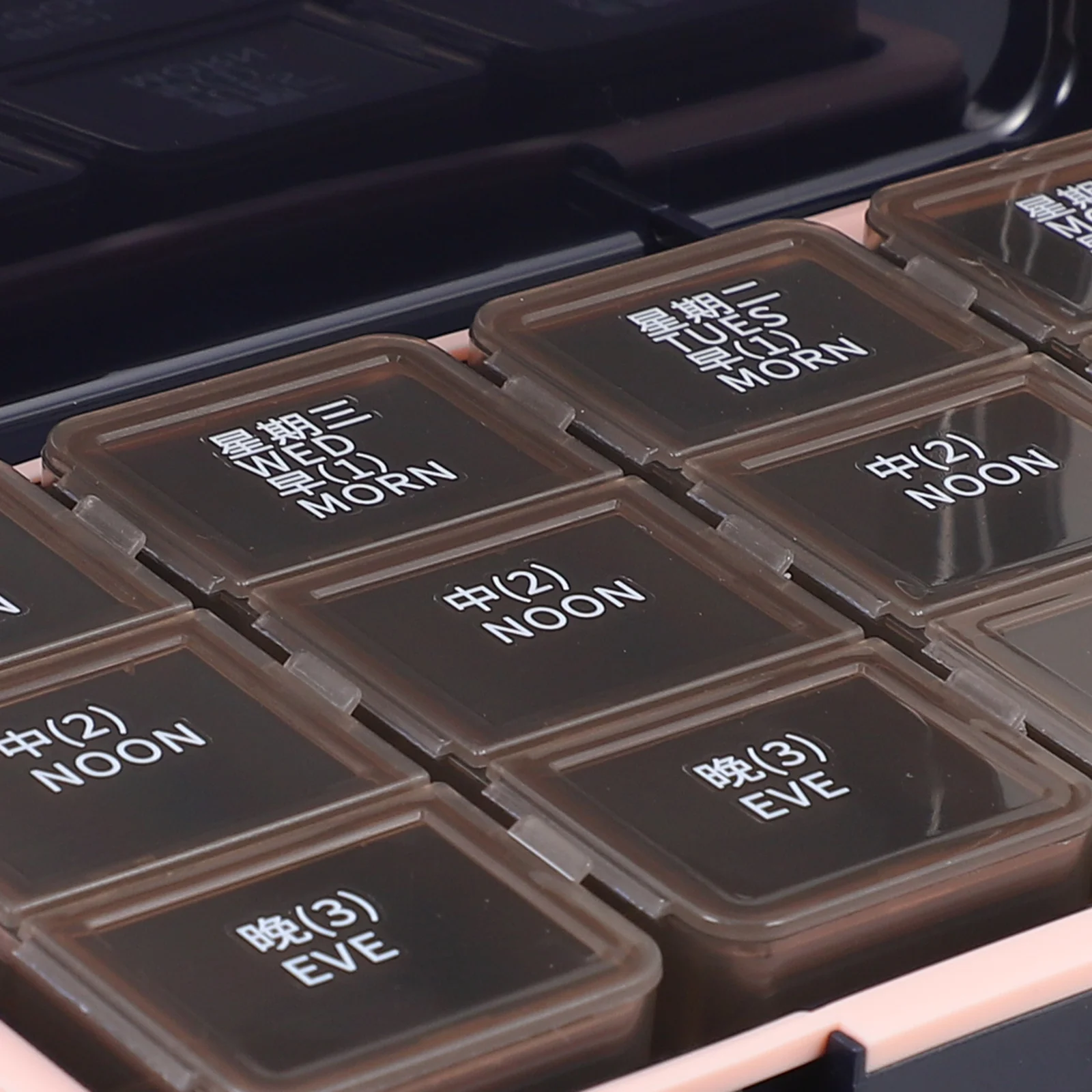 Portable Weekly Medicine Organizer Double Layer Pill Box Travel Case Large Compartments Tablet Dispenser 7 Day Container