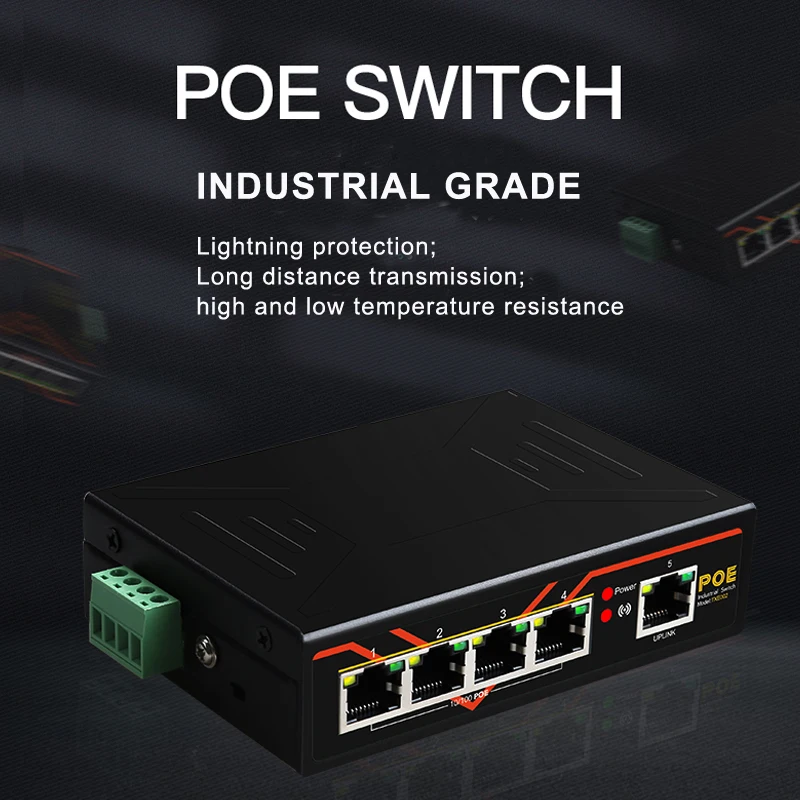 5 Ports POE switch 10/100Mbps Industrie grade Schnelle Ethernet Schalter Din-schiene Typ Netzwerk schalter