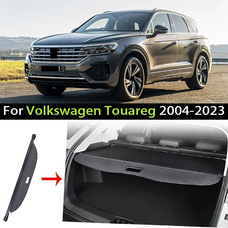 Car Trunk Cargo Cover For Volkswagen Touareg 2004-2023 Luggage Tray Storage Security Shield Curtain Partition Mat Accessorie