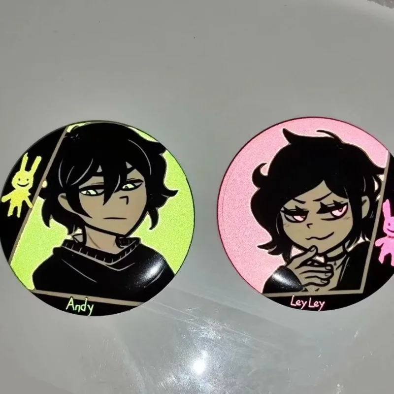 Anime Coffin Peripheral Brooch Andy Leyley Cartoon Style Badge Creative Decor Round Pins Display Accessory Fans Collection Gifts