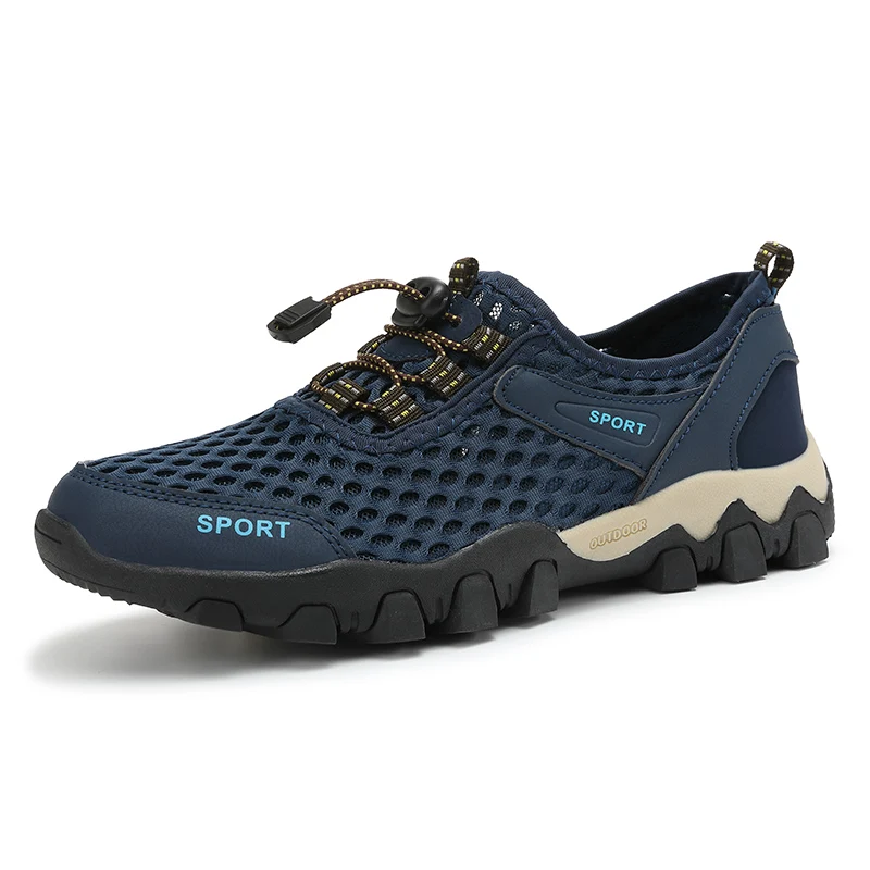 Lightweight Breathable Mesh Men's Hiking Shoes Slip-On Outdoor Casual Mountain Climbing Shoes Anti-Slip Soft Bottom Shoes