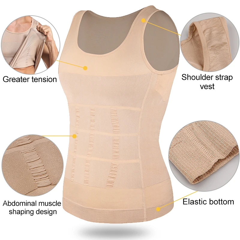 Men Slimming Body Shaper Vest Shirt Abs Abdomen Slim Gym Workout Corset Tummy Control Compression Tank Top Sleeveless Shapewear