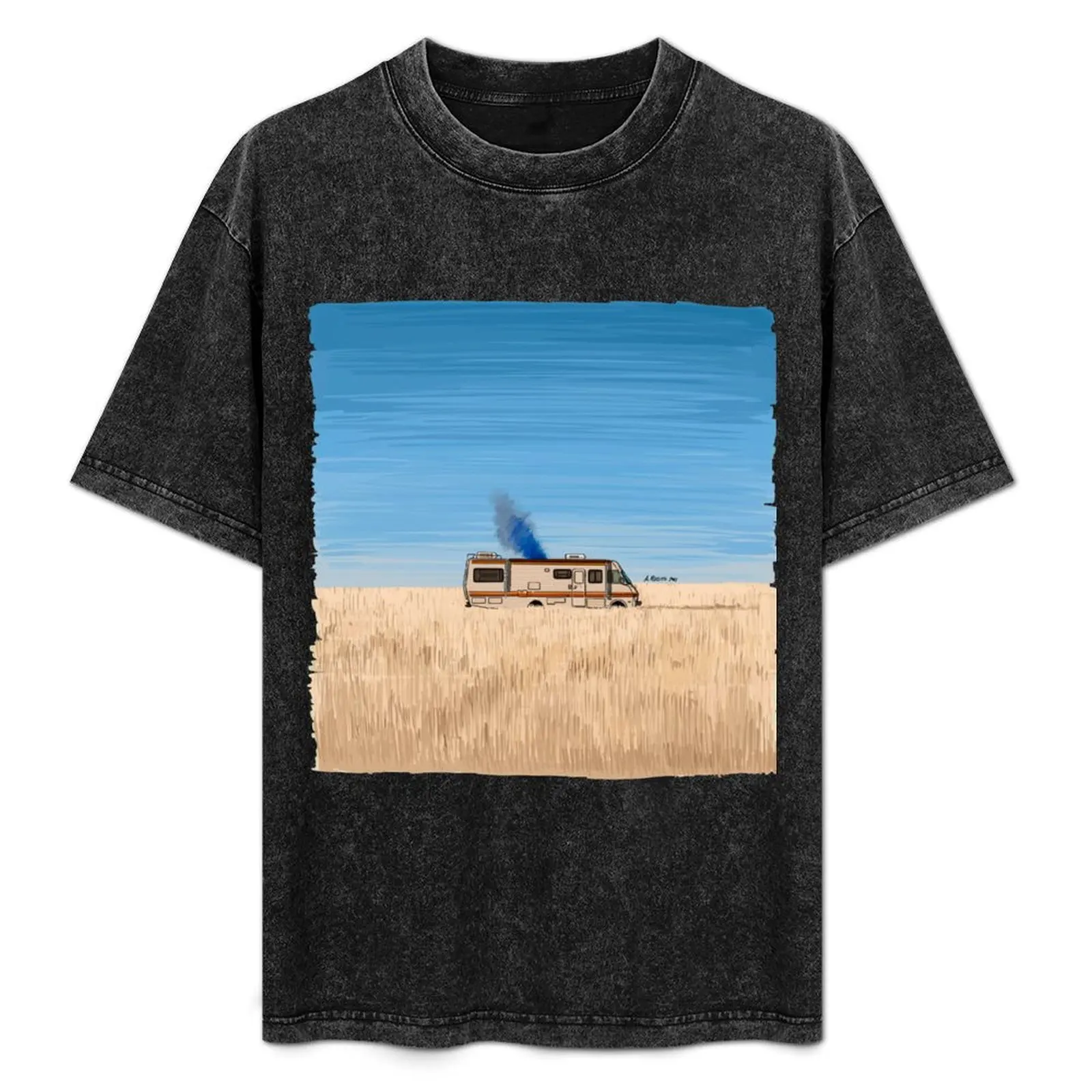 

Breaking Bad Illustration - Smoking RV Scene T-Shirt korean fashion basketball graphic tees men clothes