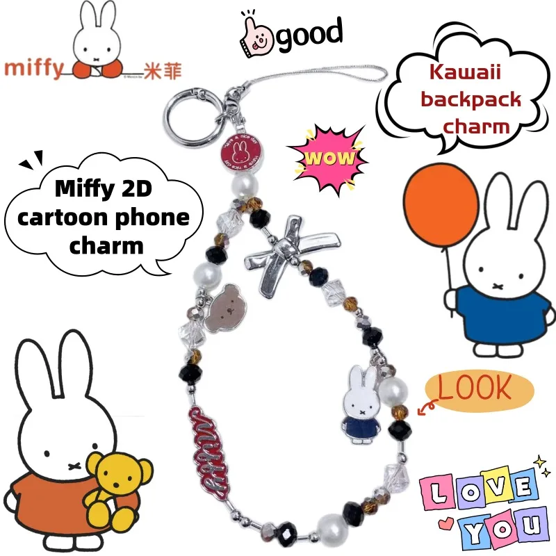 

Miffy Secondary Cartoon Creative Cute Beaded Mobile Phone Chain Gift Personalized Animation Peripheral Kawaii Decorative Pendant