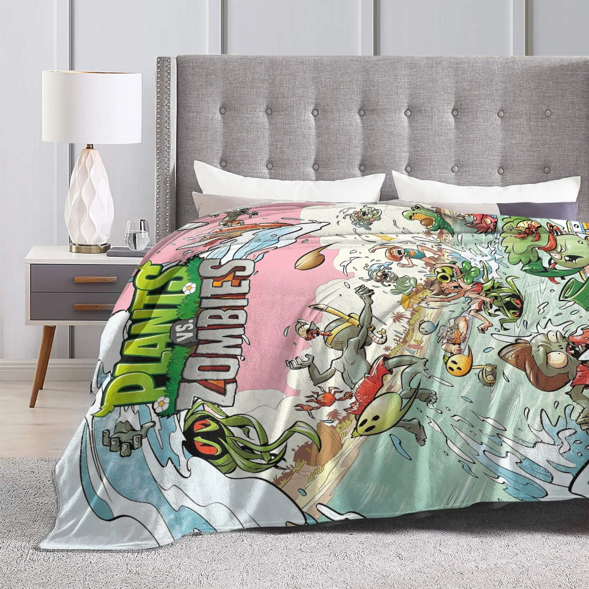 لعبة P-Plants-vs-Zombie بطانية ناعمة دافئة السفر أفخم الفراش يلقي غرفة المعيشة مريحة الفانيلا المفرش أريكة غطاء سرير #3