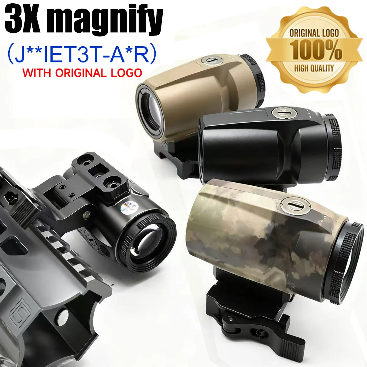

J**IET 3T-AM 3X Magnifying Sight High Definition Green Film Glass Zero Adjustable 20mm Rail Quick Release Tactical Hunting Scope