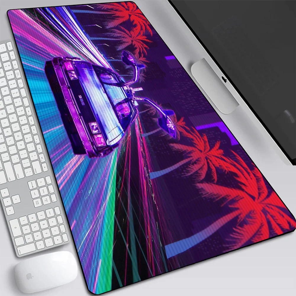 Neon Car Retrowave Synthwave Art Large Gaming Mouse Pad Computer Laptop Mousepad XXL Keyboard Pad Desk Mat PC Gamer Mouse Mat