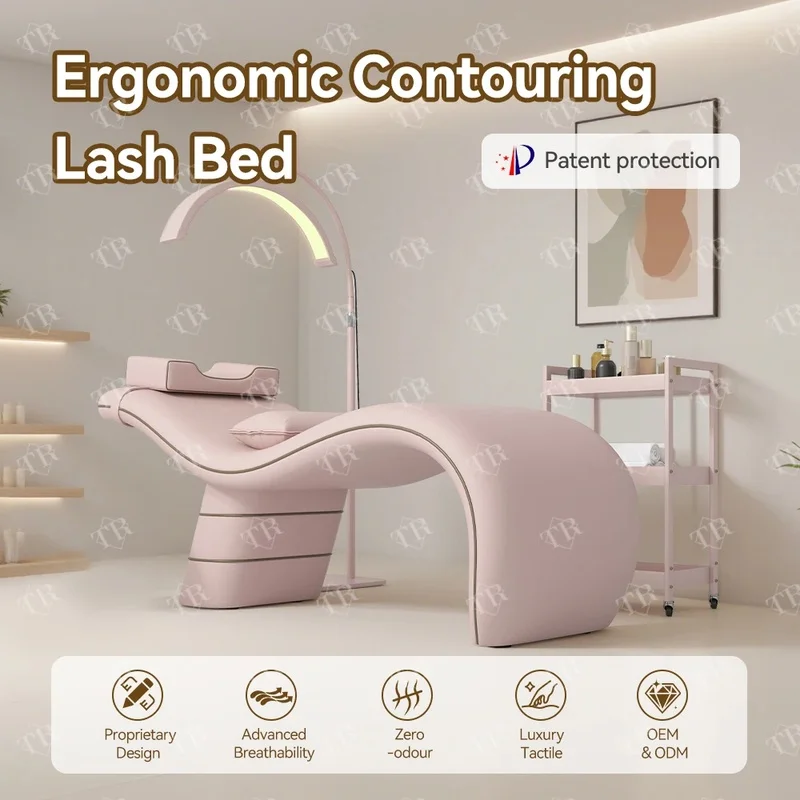 Turri Modern PU Curved Multi-functional Lash Bed for Beauty Salon-Commercial Salon Furniture