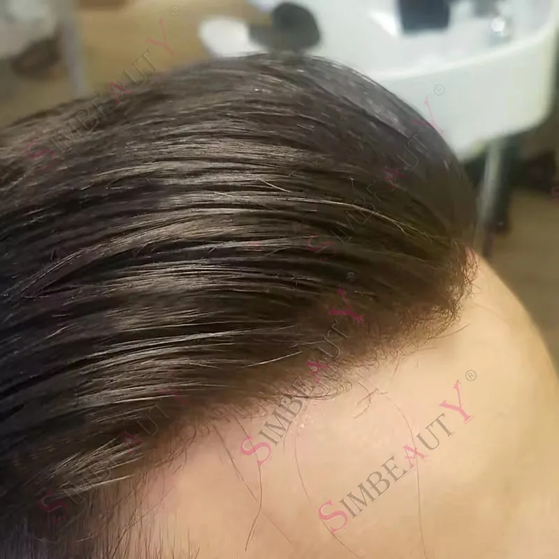 أشقر بني غامق رائع غير قابل للاكتشاف # 2 # 5 رجل شعر مستعار شعر بشري متين كامل Pu رمادي أسود 1B20 1B65 1B80 رجل Microskin الاصطناعية