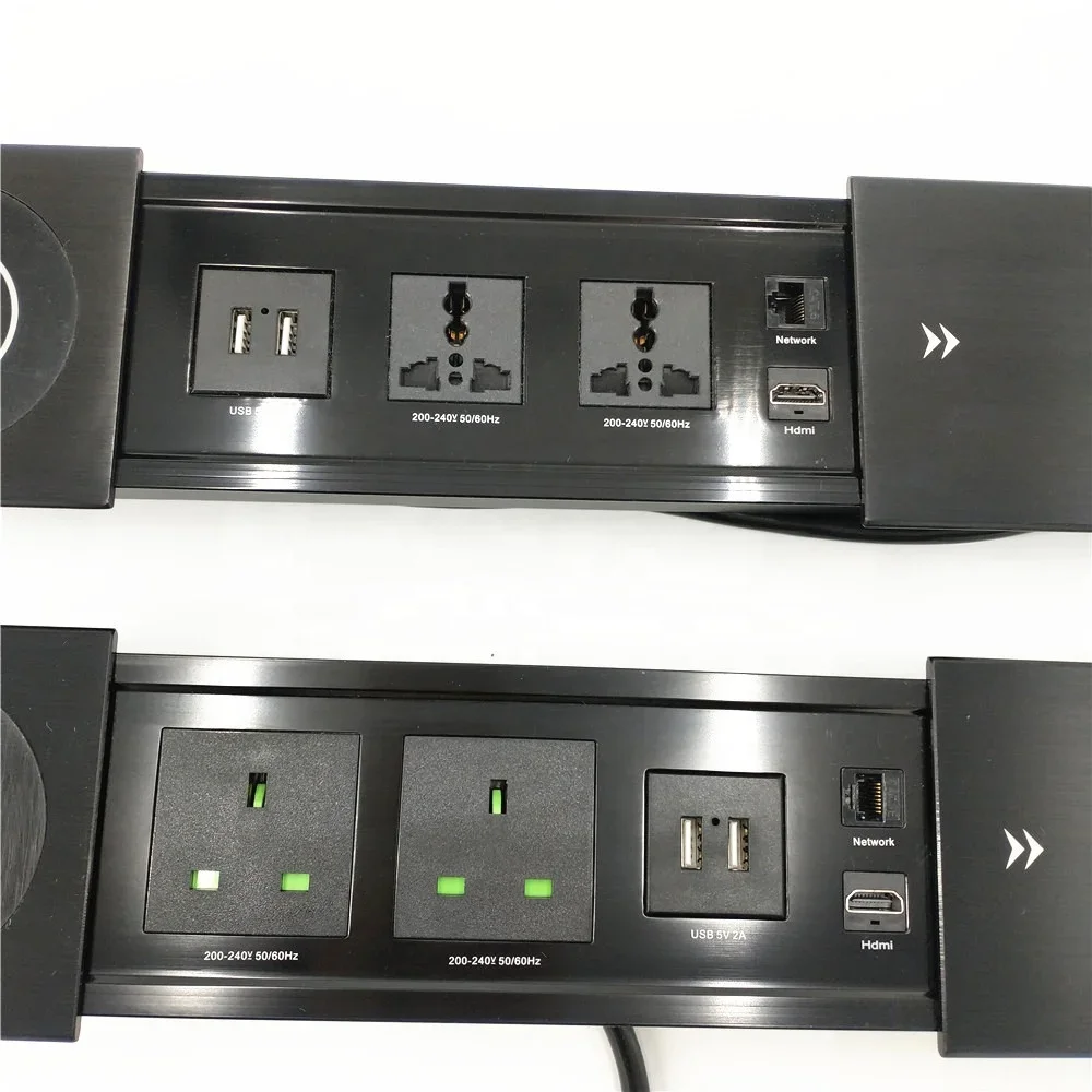 Imagem -05 - Tomada de Embeded Table Hidden Tomada Universal Plug uk Tampa Deslizante Carregador sem Fio Data Conference Tomadas 2000w