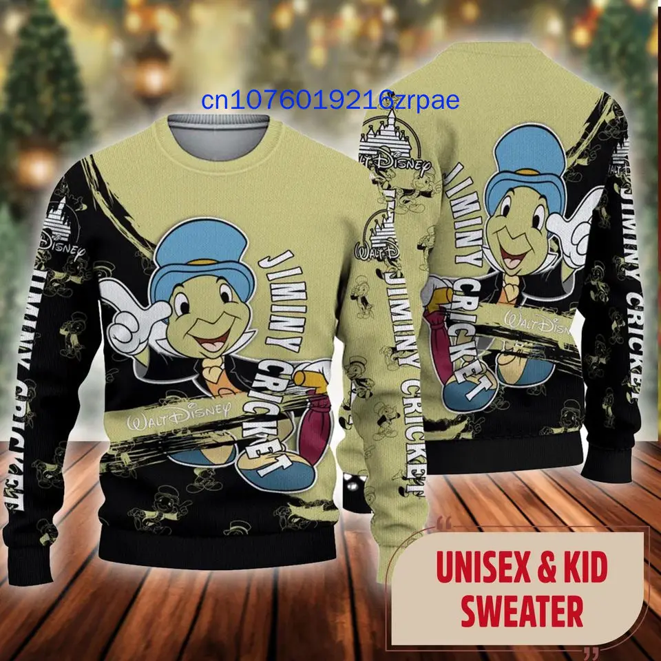 New Jiminy Cricket Christmas Sweater Men's Women's 3d Print Disney Ugly Casual Sweatshirt Christmas Sweate