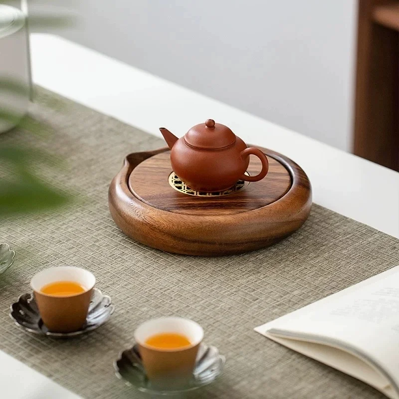 

Деревянный поднос для чая из массива ореха, новая китайская модель, для хранения воды, с функцией сухого подогрева, для дома