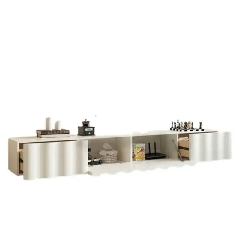 

White Hiding Drawers Tv Cabinet Design Nordic Living Room Tv Cabinet Luxury Modern Storage Meuble Chambre Furniture Apartments