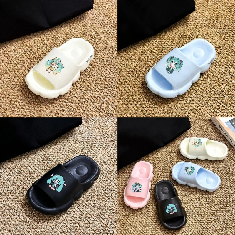 Hot Selling Cute Hatsune Miku Summer Slippers Cartoon Kawaii Peripheral Home Soft Non-Slip Waterproof Wear-Resistant Slippers