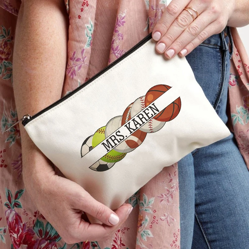 حقيبة مكياج مخصصة للمعلم من البولي ايثيلين اسم مخصص للتعليم الطبيعي حقيبة مستحضرات التجميل لهدايا مدرب المدرسة لمعلم البولي ايثيلين