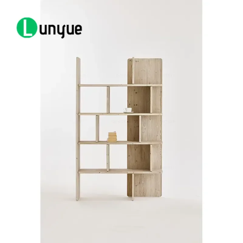 Solid Recycled Pine Bookshelf Antique Farmhouse Style Display Cabinet for Bedroom Living Room Dining Room Storage Furniture