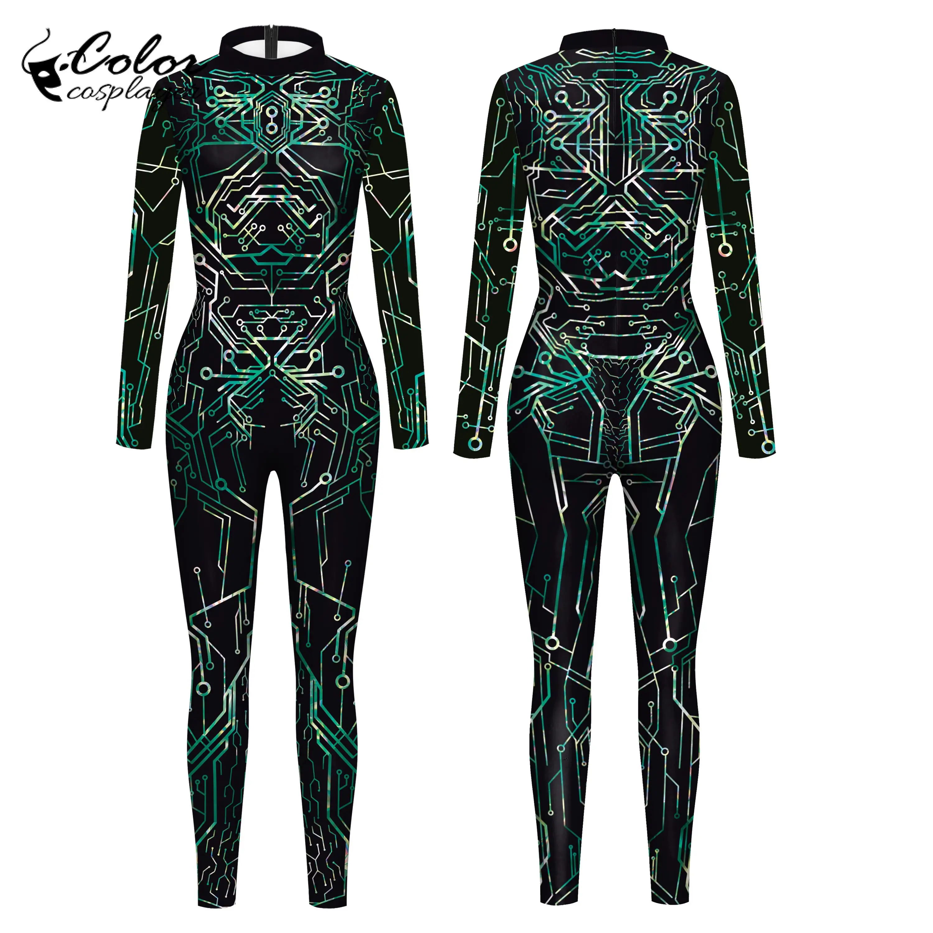 Color Cosplayer Halloween Jumpsuit Party Carnival Performance Whole Costume Cosplay Skeleton Catsuit Zentai Spandex Bodysuit