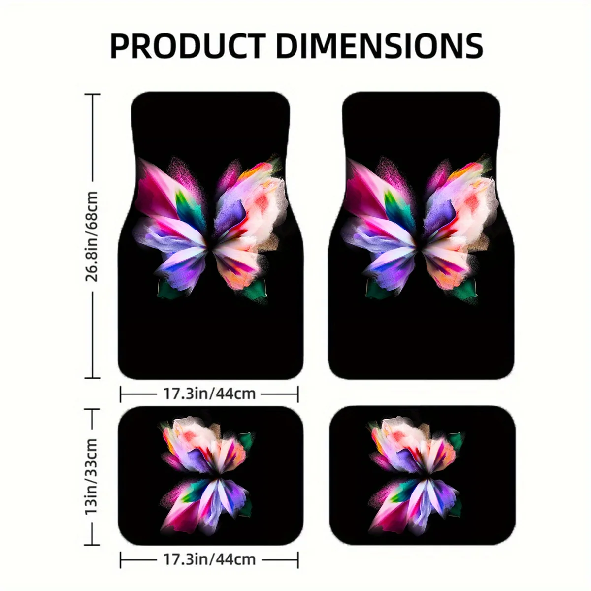 Set Of 4 Vibrant Owl Floor Mats For Cars, Fits Most Vehicles, Year-Round Protection, Front And Back Decorative Additions