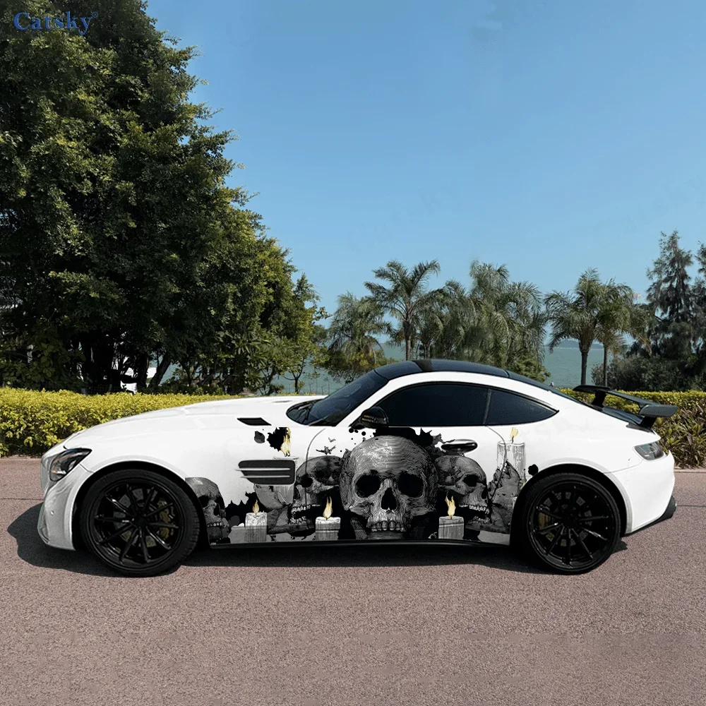 

Готический темный череп, свеча, боковая наклейка автомобиля, декор, ПВХ, водонепроницаемая, устойчивая к царапинам наклейка, защита автомобиля, автоаксессуары, подарок