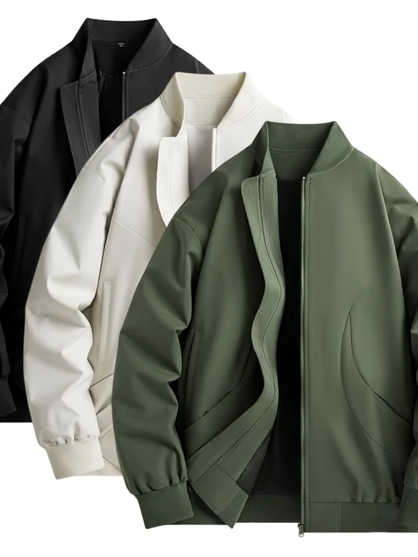 

American Sle Men's Baseball Jaet Outerwear Simple Design Spring Autumn Casual Faion Windproof Polyester Fiber Zipper Cl...