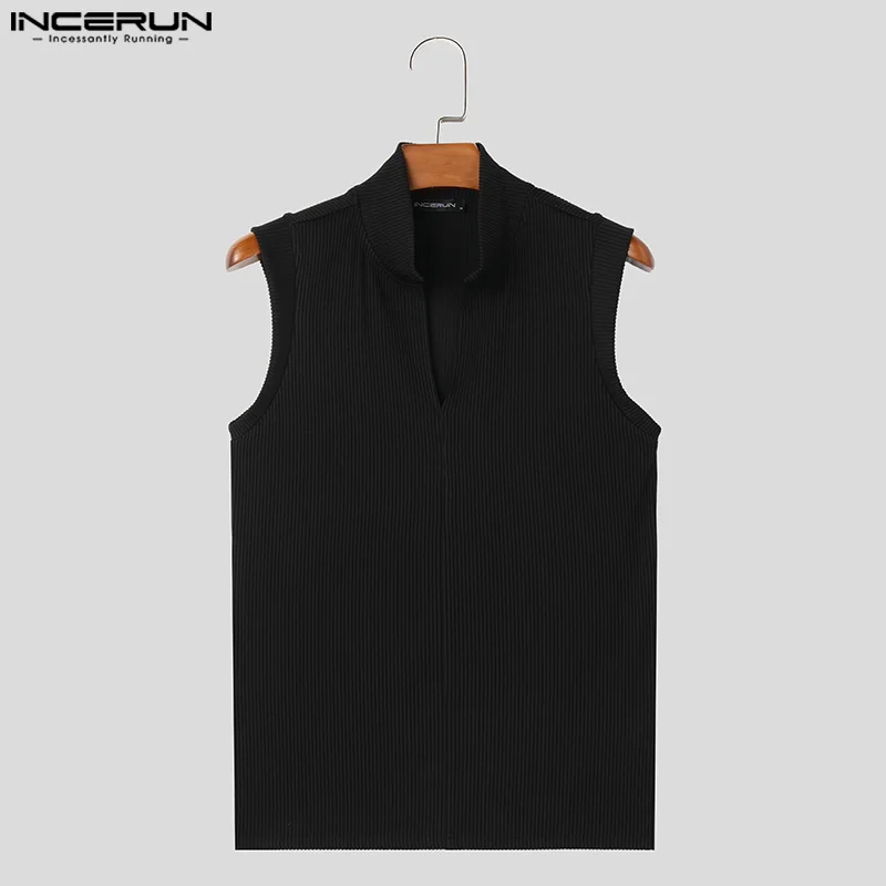 2024 Men Tank Tops Solid Color V Neck Sleeveless Summer Streetwear Male Vests Fitness Fashion Casual Men Clothing S-5XL INCERUN