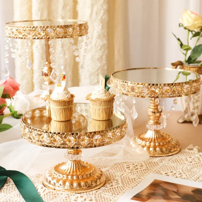 Gold Mirror Cake Stand  European Wedding High Foot Tray Dessert Table Display Upscale Cake Holder and Event Decor New Arrivals