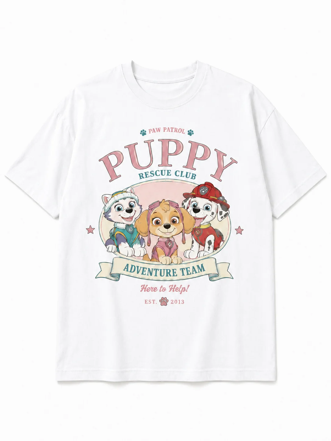 Paw Patrol Chase Damen-Grafik-T-Shirt "POWER!" "Bereit für den Einsatz" Weißes Unisex-T-Shirt mit Rundhalsausschnitt, kurzen Ärmeln und Brustdruck – Detail 6