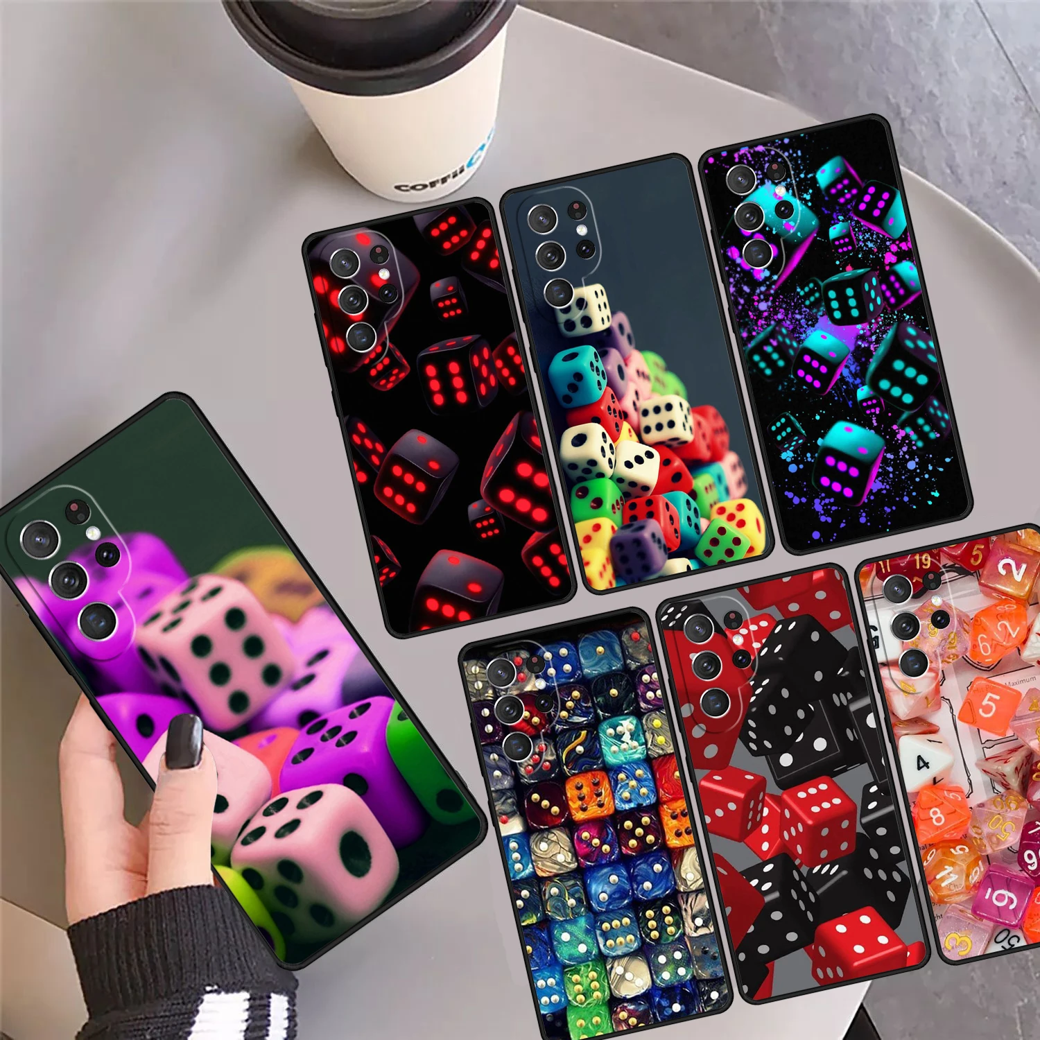 Lucky Dice Phone Case Cover Coque For Samsung Galaxy S24 Ultra 23 S22 Plus S21 FE S20 S8 S9 S10 Note 10 Pro Note 20