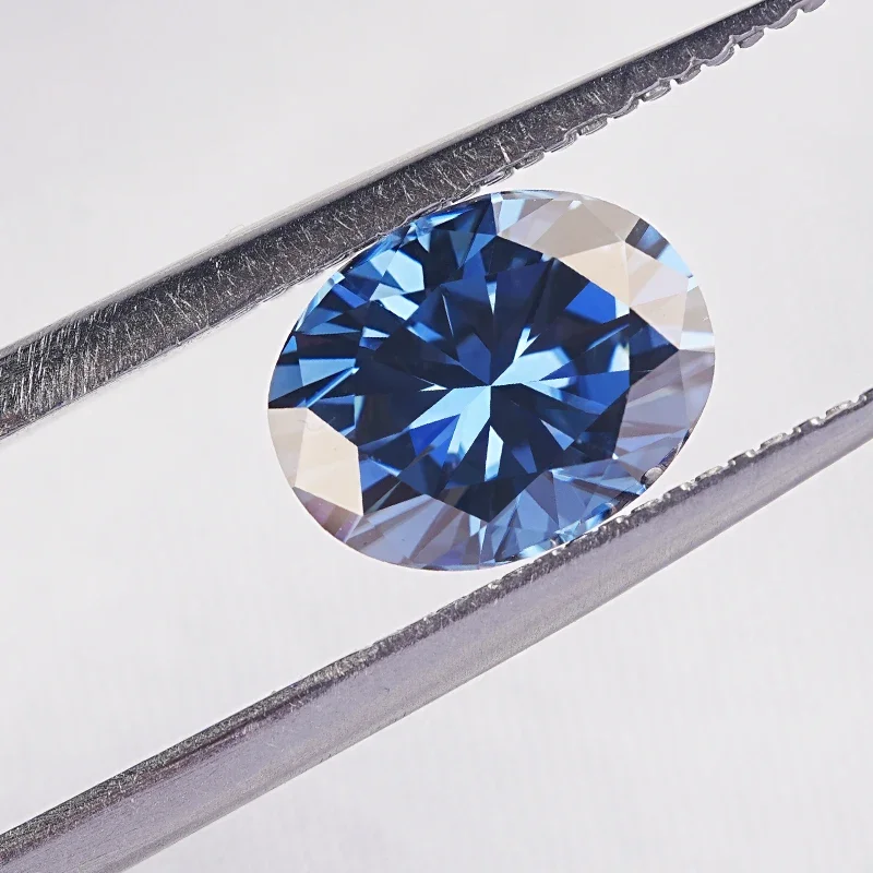 

Moissanite Stone Sapphire Blue Colour Oval Cut Lab Created Synthetic Gemstone Passed Diamond Tester Comes with GRA Certificate