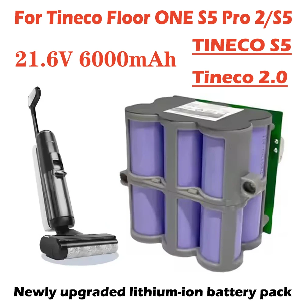 Batterie de remplacement 21.6V 6000mAh pour Tineco FLOOR ONE 2.0 S5 PRO 2 S5 Smart S5, accessoires pour épurateur de sol à vapeur, pièces